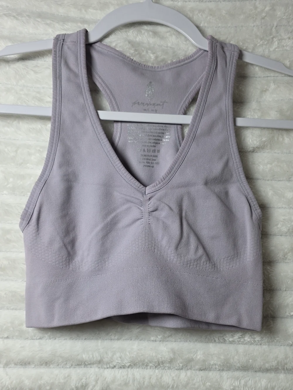0602 Free People Seamless V-Neck Sports Bra - Lavender
